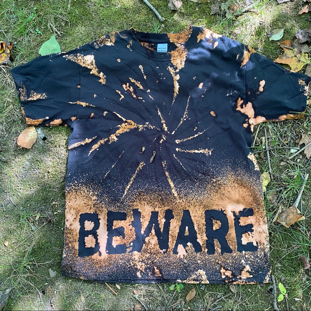 Black kids youth reverse tie dye Halloween T-shirt.